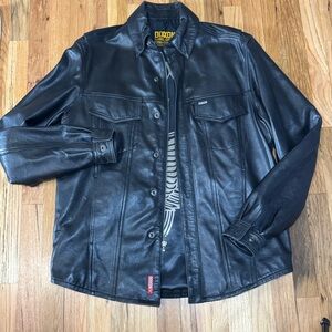 DIXXON Flannel Co Black Leather Shirt Jacket
